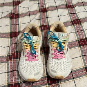 Taupe Running Sneakers with Rainbow Laces